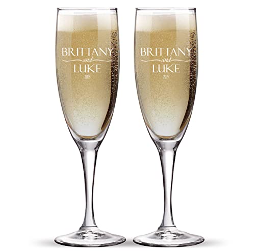 Bridesmaid Champagne Flutes Set of 2 | Bridal Party Flutes Personalized Champagne Glasses for Bridesmaids Flutes - Bridesmaid Champagne Glasses - color: Wedding-01, style: Glasses + Gift Box