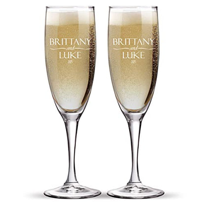 Bridesmaid Champagne Flutes Set of 2 | Bridal Party Flutes Personalized Champagne Glasses for Bridesmaids Flutes - Bridesmaid Champagne Glasses - color: Wedding-01, style: Glasses + Gift Box