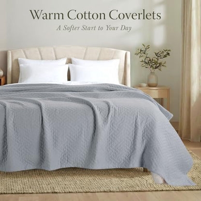Threadmill Cotton Twin Coverlet Blanket, Jacquard, Scottish Grey, 68x90 in | 100% Cotton, Jacquard Pattern, 350 GSM, 68x90 in, Breathable, All-Season, Lightweight, OEKO-TEX Certified, Machine Washable - color: Classic Scottish Grey, size: Twin / Twin-XL