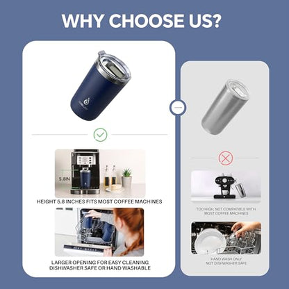 Ideus 20 oz Tumbler, Travel Coffee Mug with Splash Proof Sliding Lid, Double Wall Stainless Steel Vacuum Insulated Coffee Mug for Home and Office, Keep Beverages Hot or Cold, Navy blue - color: Navy Blue