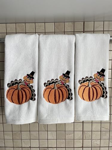 Thanksgiving Day Terry Velour Fingertip Towel Set - Quick-Drying, Highly Absorbent, Ultra-Soft, 11 x 18 inches, 3-Pack for Kitchen and Bathroom, Ideal for Gifts and Travel (3, Thanksgiving Day 1) - color: Thanksgiving Day 1