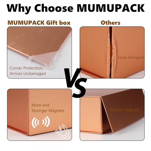 Rose Gold Gift Box,10x7.3x3.5 Gift Boxes With Lids For Presents Includes Ribbon And Diy Printable Sticker Paper,Bridesmaid Proposal Box,Magnetic Gift Box For Birthday,Wedding,Graduation - color: 10x7.3x3.5inch-Rose Gold-Pack 1