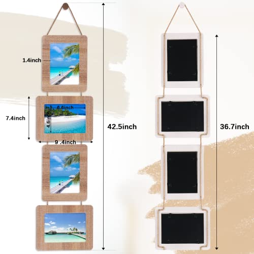 5x7 Collage Picture Frame, 4 Opening, Rustic Wood, Weathered Brown | Wall-Mounted Hanging Design, Displays 4x6 Photos with Mat or 5x7 Photos Without Mat, Three-Opening Layout - color: Weathered Brown, size: 4 Opening