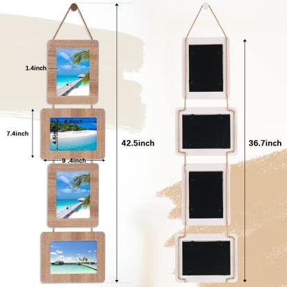 5x7 Collage Picture Frame, 4 Opening, Rustic Wood, Weathered Brown | Wall-Mounted Hanging Design, Displays 4x6 Photos with Mat or 5x7 Photos Without Mat, Three-Opening Layout - color: Weathered Brown, size: 4 Opening