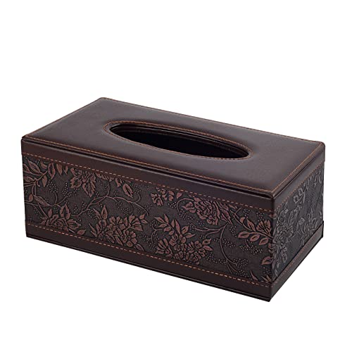 Antique PU Leather Tissue Box Holder Cover Rectangular Napkin Case Dispenser,Home Office Car Tissue Holder with Magnetic Bottom,Facial Tissue Organizer (Retro) - color: Retro