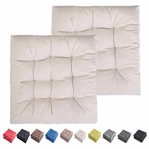 Outdoor Indoor Chair Cushions 20"x20" - Patio Furniture Cushion Set of 2 Comfortable Non-Slip Seat Pads Cover for Wicker Adirondack Deck Rocking Metal Chairs Universal Fit (2, Cream) - color: Cream