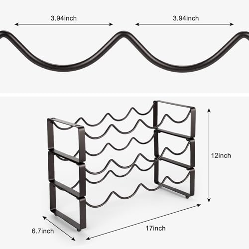 Carperipher Stackable Wine Rack Countertop, 12 Bottles 3 Tier Wine Cabinet Counter, Wine Rack Holder and Storage, Metal Wine Bottle Holder Freestanding for Cabinet - size: 3 Tier