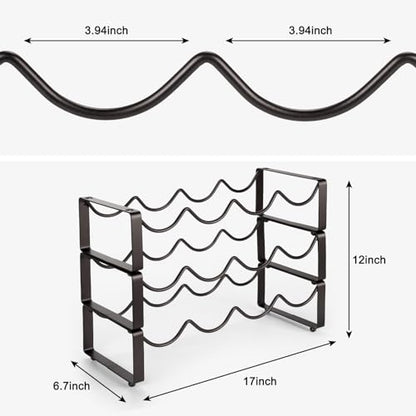 Carperipher Stackable Wine Rack Countertop, 12 Bottles 3 Tier Wine Cabinet Counter, Wine Rack Holder and Storage, Metal Wine Bottle Holder Freestanding for Cabinet - size: 3 Tier