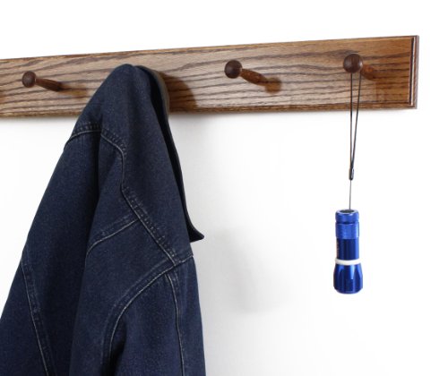 Solid Oak Shaker Peg Rack Made in The USA - Chestnut Stain 41 x 3.5 Inches with 7 Pegs - color: Chestnut, size: 41" x 3.5" with 7 pegs