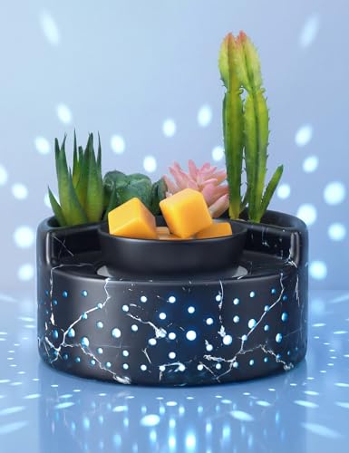 Wax Warmer Wax Melt Warmer for Scented Wax, 4-in-1 Ceramic Electric Candle Wax Melter Burner Fragrance,PTC Heating with 7 Colors LED Changing Light for Scented Wax Melts/Tarts/Fragrance Cubes