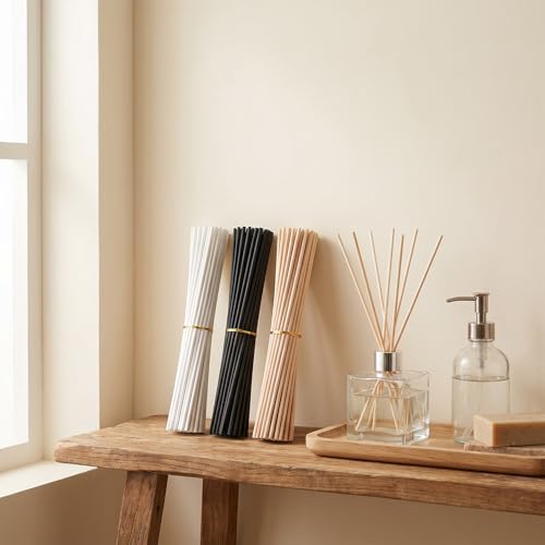 JJUNW 180PCS Rattan Reed Diffuser Sticks, 7.8inch Diffuser Replacement Sticks Wood Reeds for Diffusers Essential Oil Aroma for Home Bathroom Office