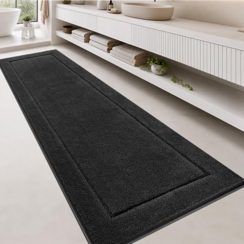 anllugs Bathroom Rugs, Non-Slip Bath Runner Rugs, 30" x 96", Black | Extra Soft, Super Absorbent, Machine Washable, Quick Dry, Bath Mats for Shower and Bathtub, TPR Backing, Runner Rugs - color: Black, size: 30" X 96"