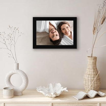 Americanflat 6x9 Picture Frame - Engineered Wood - Black | Shatter-resistant glass, wall or tabletop display with included easel, sawtooth hangers included - color: Black, size: 6x9