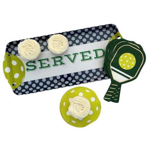Navy Pickleball Melamine Serving Tray with Handles Reusable Party Platter | By Sprinkles & Confetti BPA-Free Durable Birthdays Outdoor Events Charcuterie Appetizers Cupcakes Snacks Entertaining - color: Navy & Lime