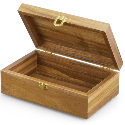 Acacia Wood Decorative Box with Lid, Small Jewelry Box, Memories Box, Keepsake Boxes with Lids, Wooden Gift Box - color: Acacia, size: Small