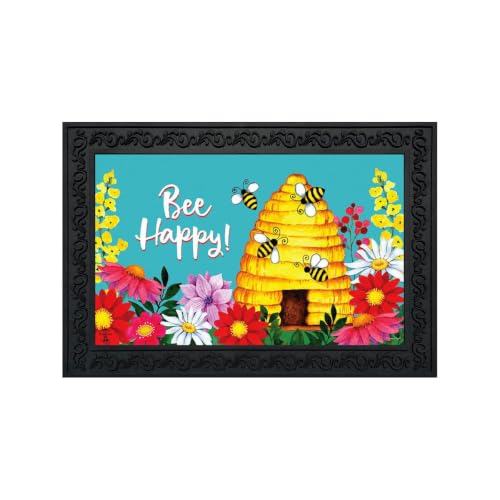 Briarwood Lane Doormat 30x18 Indoor Outdoor Bee Happy Hive Spring for Spring Doormat - color: Bee Happy