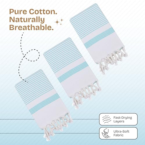 Aqua Blue Turkish Kitchen Towels 16x26 Inch, 3 Pack, 100% Cotton, Super Absorbent, Fast Dry, Machine Washable, Dish Towel with Tassels for Drying Dishes, Cleaning, Everyday Use - color: Aqua Blue, style: 3 Pack