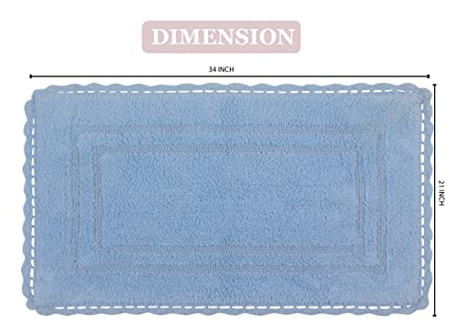 Home Weavers Casual Elegance Reversible Bathmat 100% Cotton Bathroom Rugs Set, Washable Rug, Extra Soft and Absorbent Bath Rug, Kitchen Mat, Bath Mat Set, Non Slip Mat, 21"x34" Rectangle, Blue - color: Blue, size: 1'9" x 2'10" (Rectangular)
