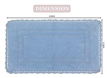 Home Weavers Casual Elegance Reversible Bathmat 100% Cotton Bathroom Rugs Set, Washable Rug, Extra Soft and Absorbent Bath Rug, Kitchen Mat, Bath Mat Set, Non Slip Mat, 21"x34" Rectangle, Blue - color: Blue, size: 1'9" x 2'10" (Rectangular)