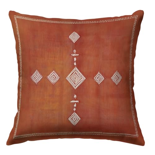 Vintage Turkish Pattern Throw Pillow Covers 18x18 Inch, Moroccan Design Double-Sided Printed Pillowcase, Farmhouse Couch Decor Gift for Sofa Bedroom Living Room (Brown) - color: Brown