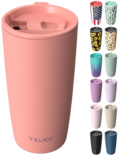 TILUCK 20 oz Insulated Coffee Tumbler with BPA-Free Lid | Travel Coffee Mug, Dishwasher Safe, Cup Holder Friendly, Double-Wall Vacuum Insulation for Hot & Cold Drinks, MatteCoralRed - color: Matte CoralRed, size: 20 Ounces