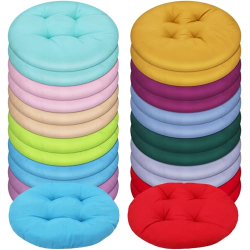 Tinideya 24 Pcs Floor Cushions Classroom,Small 11.8 Inch,Multi Color | Round Meditation Pillows for Adults Kids, Flexible Seating Nursery Living Room Yoga, Soft Padded Chair Cushion - color: Multi Color, size: Small 11.8 Inch
