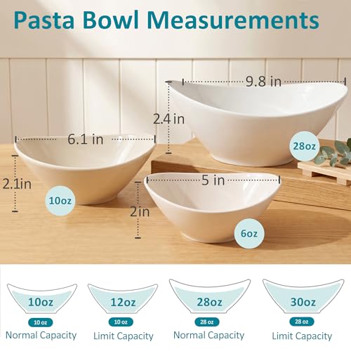 Teocera 7 Inch Salad Bowls Set of 4, 28 oz Large Bowls– Microwave & Dishwasher Safe, for Pasta, Snacks, White - color: White, size: 28 Ounce ( 4 Piece)