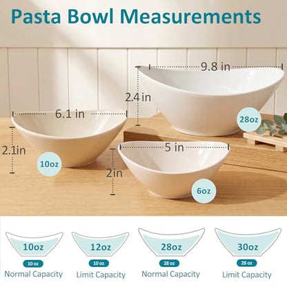 Teocera 7 Inch Salad Bowls Set of 4, 28 oz Large Bowls– Microwave & Dishwasher Safe, for Pasta, Snacks, White - color: White, size: 28 Ounce ( 4 Piece)
