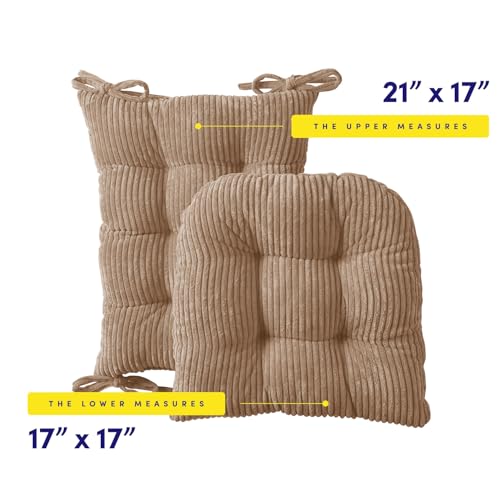 Rocking Chair Cushion Premium Tufted Pads Non Skid Slip Backed Crushed Velvet Cover Set of Upper and Lower with Ties, 21 in x 17 in | 17 in x 17 in, Velvet Taupe - color: Velvet Taupe, style: 21" X 17"/17" X 17" (Pack of 1)