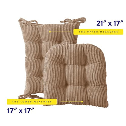 Rocking Chair Cushion Premium Tufted Pads Non Skid Slip Backed Crushed Velvet Cover Set of Upper and Lower with Ties, 21 in x 17 in | 17 in x 17 in, Velvet Taupe - color: Velvet Taupe, style: 21" X 17"/17" X 17" (Pack of 1)