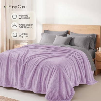 Utopia Bedding Lilac Fleece Blanket Queen Size Fuzzy Soft Anti-Static Microfiber Bed Blanket (90x90 Inch) - color: Lilac, size: Queen (90x90 Inch)