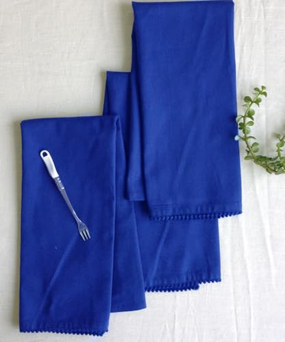 Kitchen Towels 100% Cotton Solid Kitchen Dish Cloths Hand Towel Reusuable Dish Towel for Cleaning & Drying Tea Towels Set with Hanging Loop - 18"x28" -Blue, Pack of 6 - color: Blue, size: Pack of 6