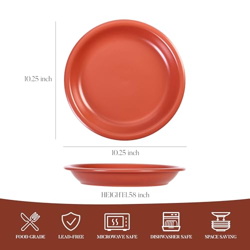 GZG 10.25-Inch Ceramic Dinner Plates, Terracotta Blush, Set of 4 | Rustic Matte Glaze, Terracotta Stoneware, For Main Course & Everyday Meals, Microwave & Dishwasher Safe - color: Terracotta Blush, size: 4 pcs Dinner Plate Set