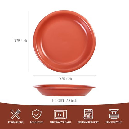 GZG 10.25-Inch Ceramic Dinner Plates, Terracotta Blush, Set of 4 | Rustic Matte Glaze, Terracotta Stoneware, For Main Course & Everyday Meals, Microwave & Dishwasher Safe - color: Terracotta Blush, size: 4 pcs Dinner Plate Set