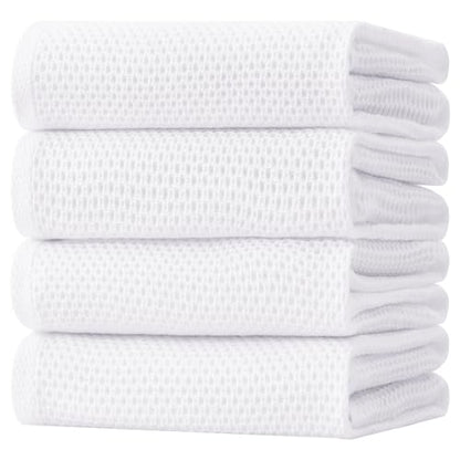 Homaxy 100% Cotton Oversized Waffle Weave Kitchen Towels 4-Pack, White | 20 x 28 Inches, Ultra Soft Absorbent Dish Towels, Quick Drying Large Cleaning Towels - color: White, size: 20 X 28 - 4 Pack
