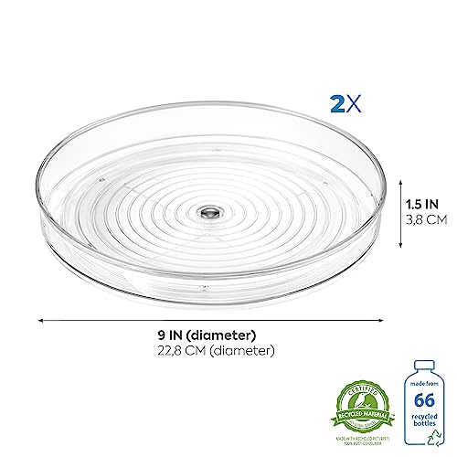 iDesign 9-Inch Lazy Susan Organizer - Small Lazy Susan Turntable for Cabinet or Pantry, 2-Pack, Clear - size: 9 Inch, style: Pack of 2