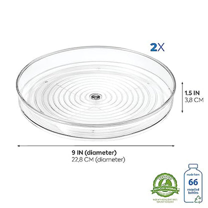iDesign 9-Inch Lazy Susan Organizer - Small Lazy Susan Turntable for Cabinet or Pantry, 2-Pack, Clear - size: 9 Inch, style: Pack of 2