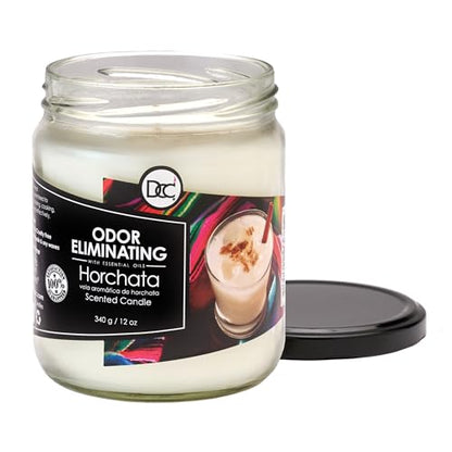 Horchata Odor Eliminating Highly Fragranced Candle - Eliminates 95% of Pet, Smoke, Food, and Other Smells Quickly - Up to 80 Hour Burn time - 12 Ounce Premium Soy Blend - color: Horchata