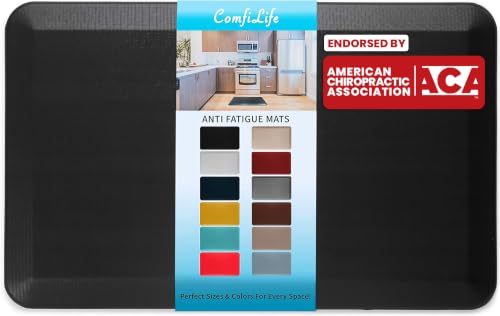 ComfiLife Anti Fatigue Floor Mat – 3/4 Inch Thick Kitchen Mats for Floor, Standing Desk Mat, Kitchen Rug – Comfort at Home, Office – Durable – Stain Resistant – Non-Slip Bottom (20" x 32", Black) - color: Black, size: 20" x 32"