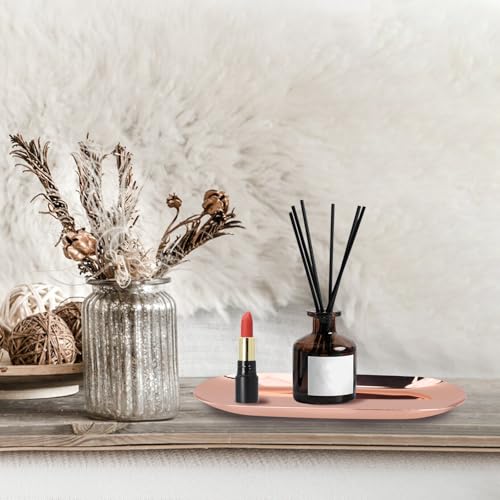 Dnyta 2Pcs Stainless Steel Decorative Tray, Decor Jewelry Dish Rose Gold | Bathroom Decor Makeup Serving Trays Cosmetics Home Decor for Dresser, Keys Watch Wallet Trinket (9"x3.7", Oval, Rose Gold) - style: Oval rose gold style (2pcs)