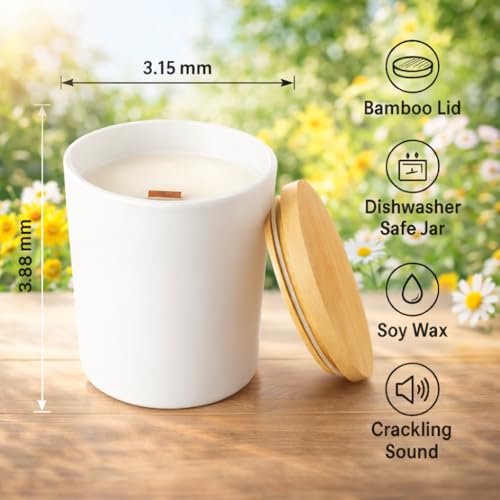 Gift Paradise® Walk in the Woods Soy Candle, 7 oz, Magnetic Gift Box | 7 oz soy candle with a wooden wick, bamboo lid and crisp eucalyptus, pine, smoky wood and tonka bean fragrance