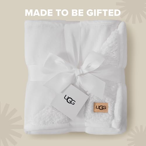 UGG Nita Queen Blanket, Reversible Plush Fleece, 90" x 90", White | Fits Queen & Full Size Beds, UGG Fluff Plush Face, Smooth UGG Fluff Reverse, Warm & Cozy, Machine Washable, Oversized for Bed - color: White, size: Full/Queen