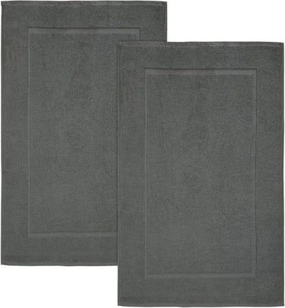 Bliss Casa Premium 100% Ring Spun Cotton Bath Mat, Bathroom Floor Towel Set - Pack of 2 Super Soft & Absorbent Luxury Hotel, Spa, Shower & Bath Tub Floor Mats Machine Washable 32"x20" (Grey)
