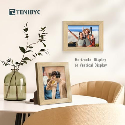 5x7 Picture Frame Set of 3 - Light Wood, Natural Oak Wood Photo Frame with HD Tempered Glass, Tabletop Display - color: Oak, size: 5 X 7, style: 3 Pack