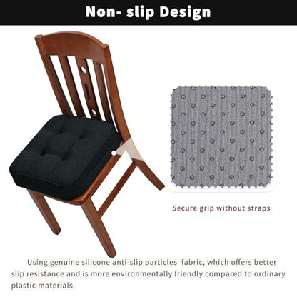 GOFORIT Memory Foam Seat Cushion，Kitchen Chair Cushions for Dining Chairs,Non-Slip Chair Pads with Removable Cover, 16'' x 16'', Black - color: Black