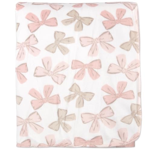 Baby Essentials Sherpa Fleece Baby Blanket 35x30 – Super Soft, Warm Reversible Baby Blankets for Newborns, Infants, Toddlers, and Nursery - color: Bow Print