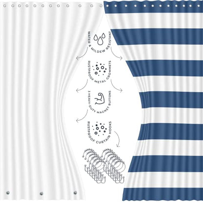 Clara Clark Bathroom Set - Navy Bathroom Accessories Set, Bathroom Sets with Shower Curtain and Rugs, 23PC Shower Curtain Set with Liner, Soap Dispenser, Soap Dish, Toilet Brush Holder, and Trash Can - color: Navy, size: Complete Set + Bath Rugs