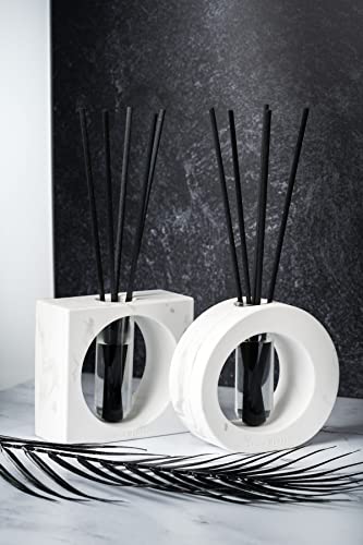 Reed Diffuser - Mosaic Collection - Comes with Ceramic Base, Diffuser Sticks, Oil, and Glass Tube - 4 Fl Oz - Round,White Marble
