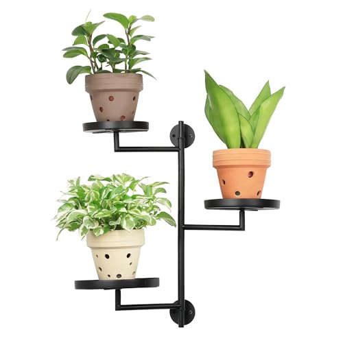 Window Plant Shelf, Wall Mounted Rotating Plant Holder Indoor | 3-Tier Metal Window Plant Shelves, Swivel Wall Plant Holder for Flowers, Herbs, Succulents and Houseplants
