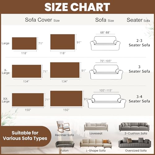 ROOMLIFE Dark Brown Couch Cover 3 Cushion Sofa, Washable Non Slip Furniture Sofa Protector Cover, Soft Chenille Sofa Slipcovers Sectional L Shape Dogs Couch Cover Throw Blanket with Tassels71''X118'' - color: Yd#brown, size: Large（71*118IN）